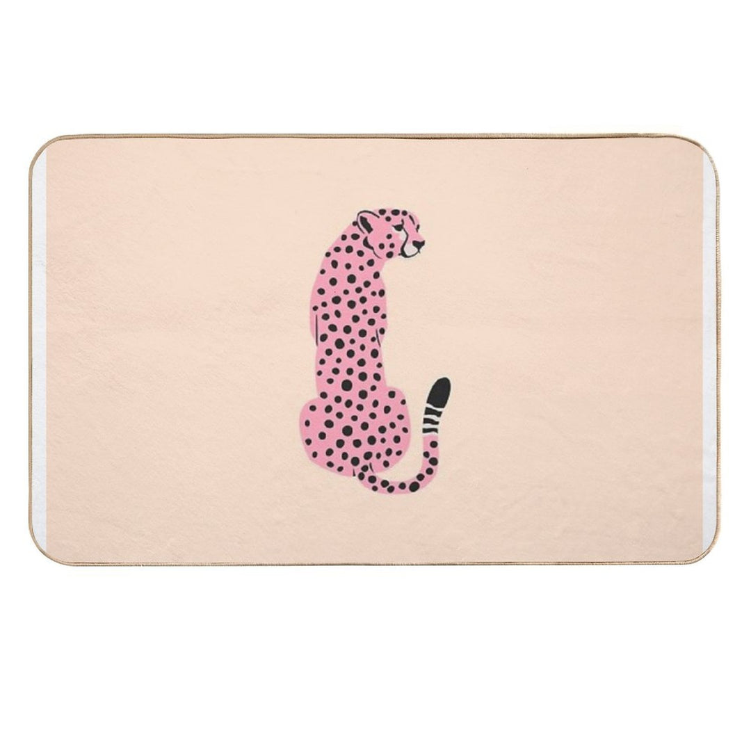 Peach Leopard  African Cheetah  Tropical Pop Art  Odorless Bath Mat