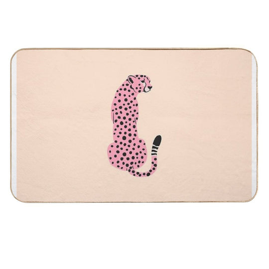 Peach Leopard  African Cheetah  Tropical Pop Art  Odorless Bath Mat