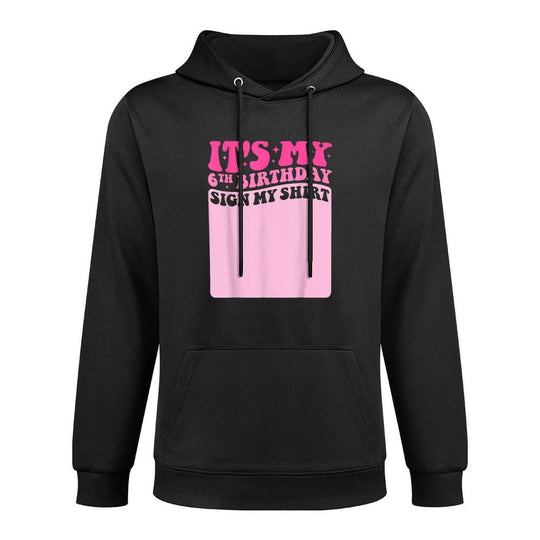 It's My 6th Birthday Girl Party Sign My Groovy Pink Kangaroo Pocket Hoodie