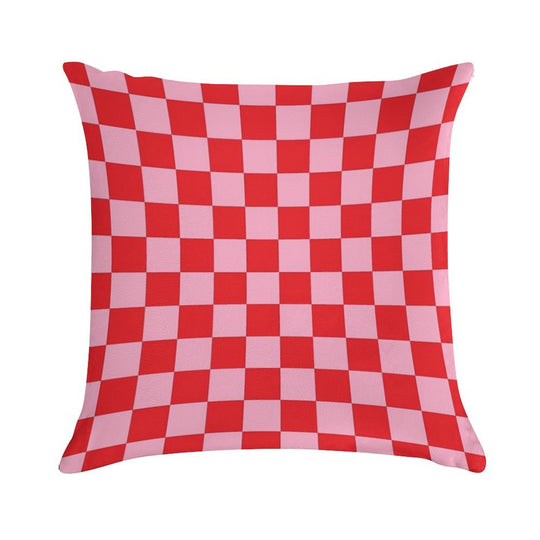 Checkered Pink And Red Soft Home Decor Throw Pillow