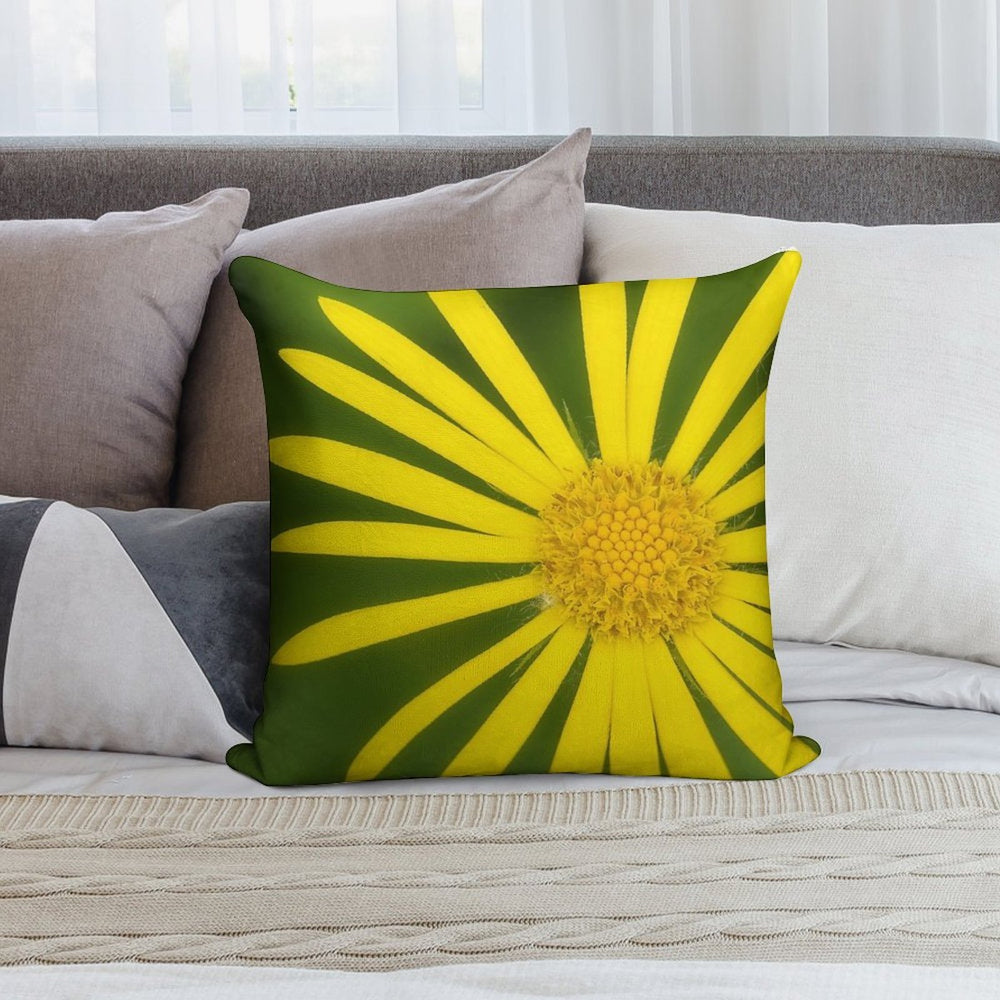 Yellow Daisy Flower Macro Close-Up Soft Ultra-Soft Texture Throw Pillow