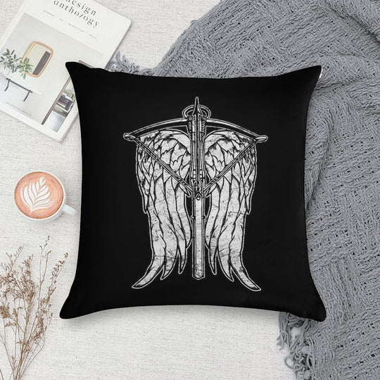 Angel Wings And Crossbow (Dirty) Soft Hidden Zipper Throw Pillow