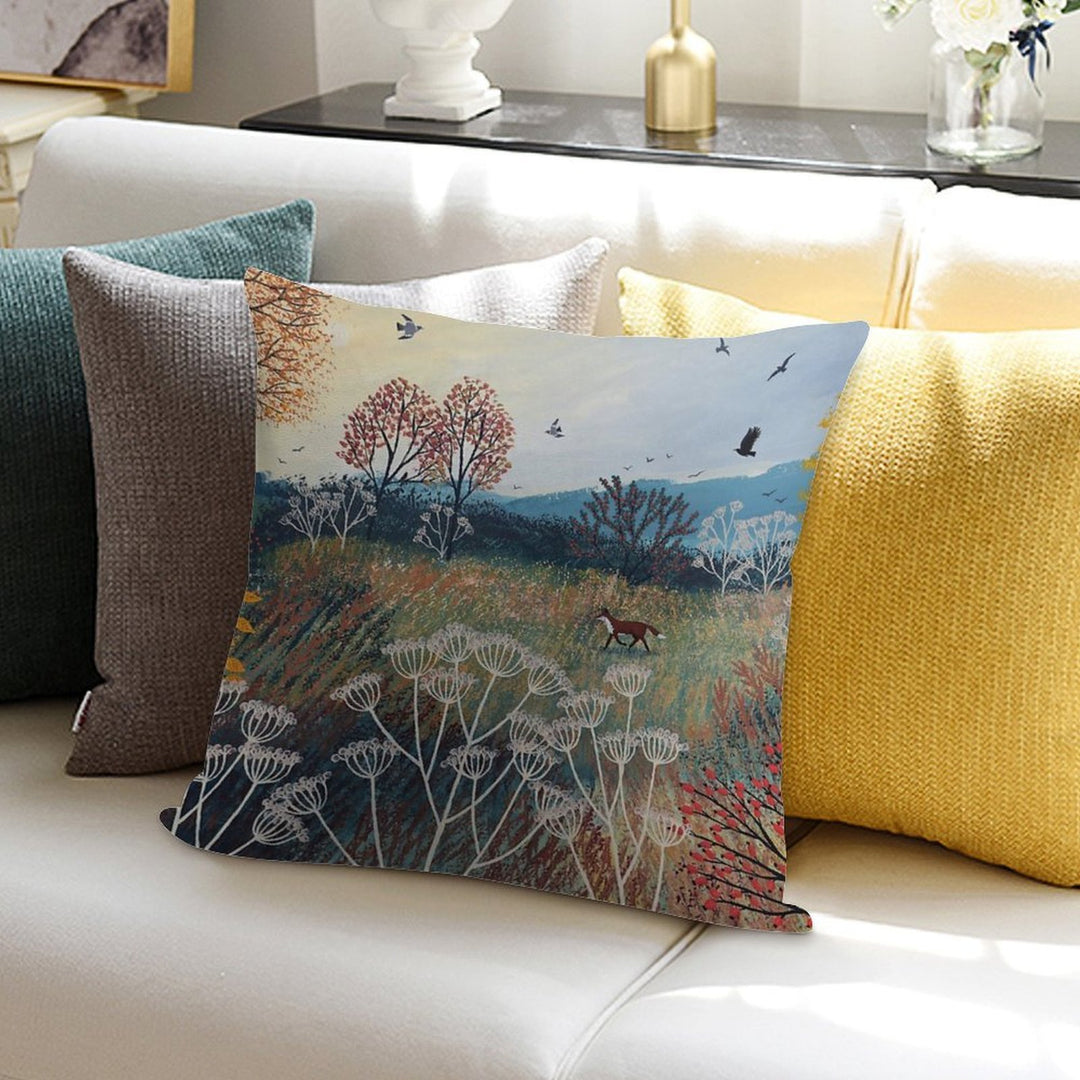 Across Autumn Meadow Soft Hidden Zipper Throw Pillow