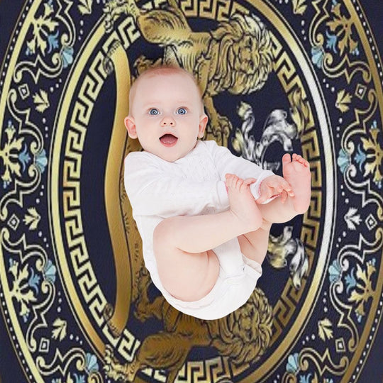 Lion Shield Navy Velvety-soft Throw Blanket