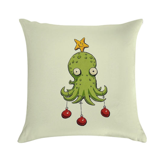 Christmas Cephalopod Soft Fade-Resistant Throw Pillow