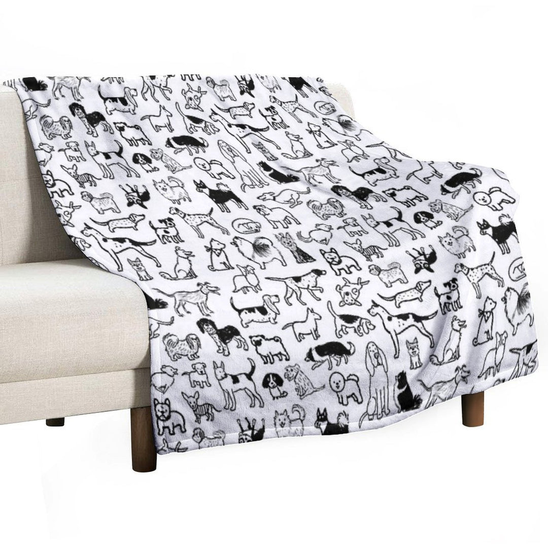 Black And White Dogs Pattern Eco-conscious Throw Blanket