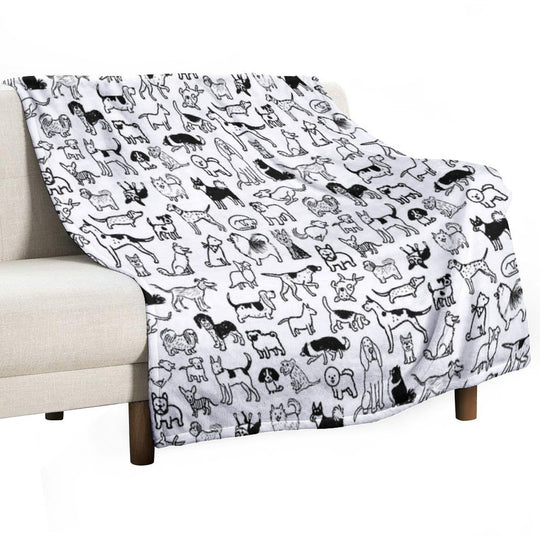 Black And White Dogs Pattern Eco-conscious Throw Blanket