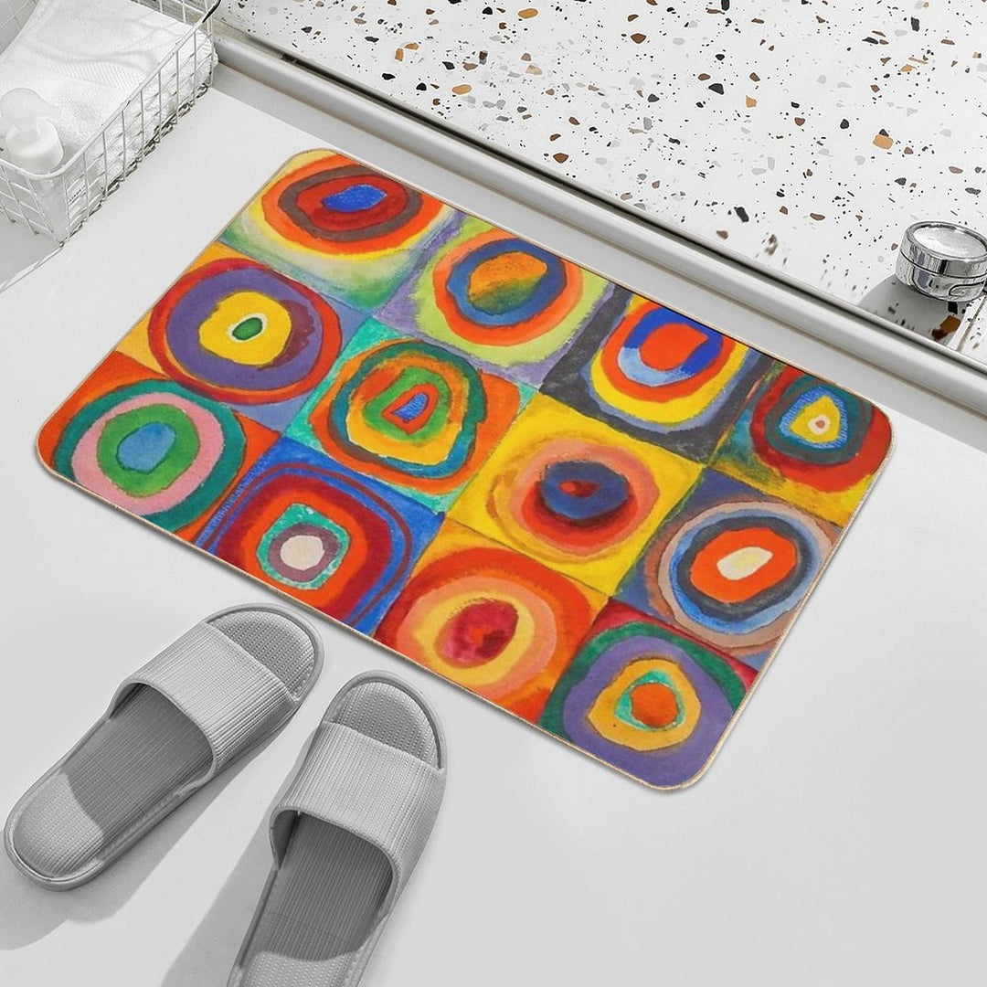 Wassily Kandinsky  Color Study Squares with Concentric Circles , Abstract  Pet-Safe Bath Mat