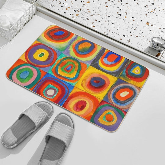 Wassily Kandinsky  Color Study Squares with Concentric Circles , Abstract  Pet-Safe Bath Mat