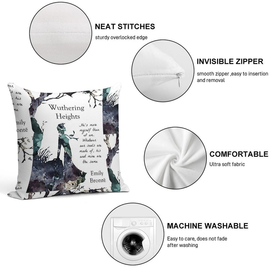 Wuthering Heights, Emily Bronte Soft Easy Maintenance Throw Pillow