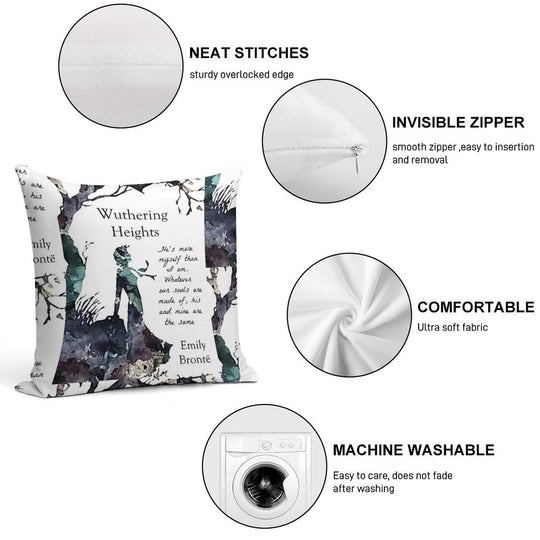 Wuthering Heights, Emily Bronte Soft Easy Maintenance Throw Pillow
