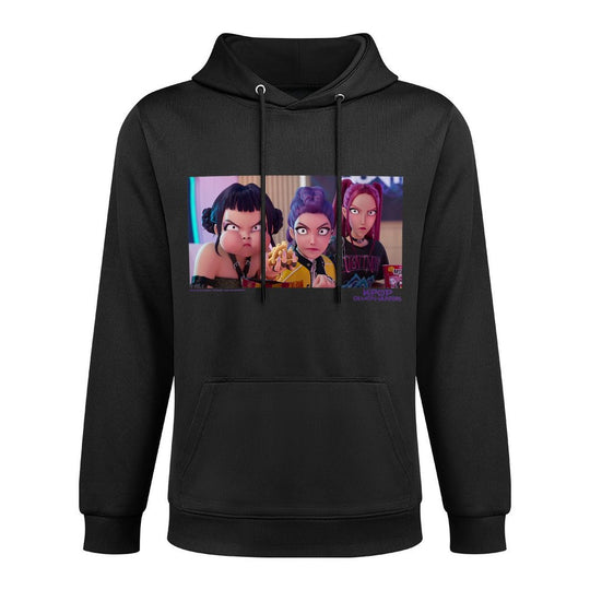 Womens Kpop Demon Hunters Huntrx Interrupted Snack Time Scene Adjustable Hood Hoodie