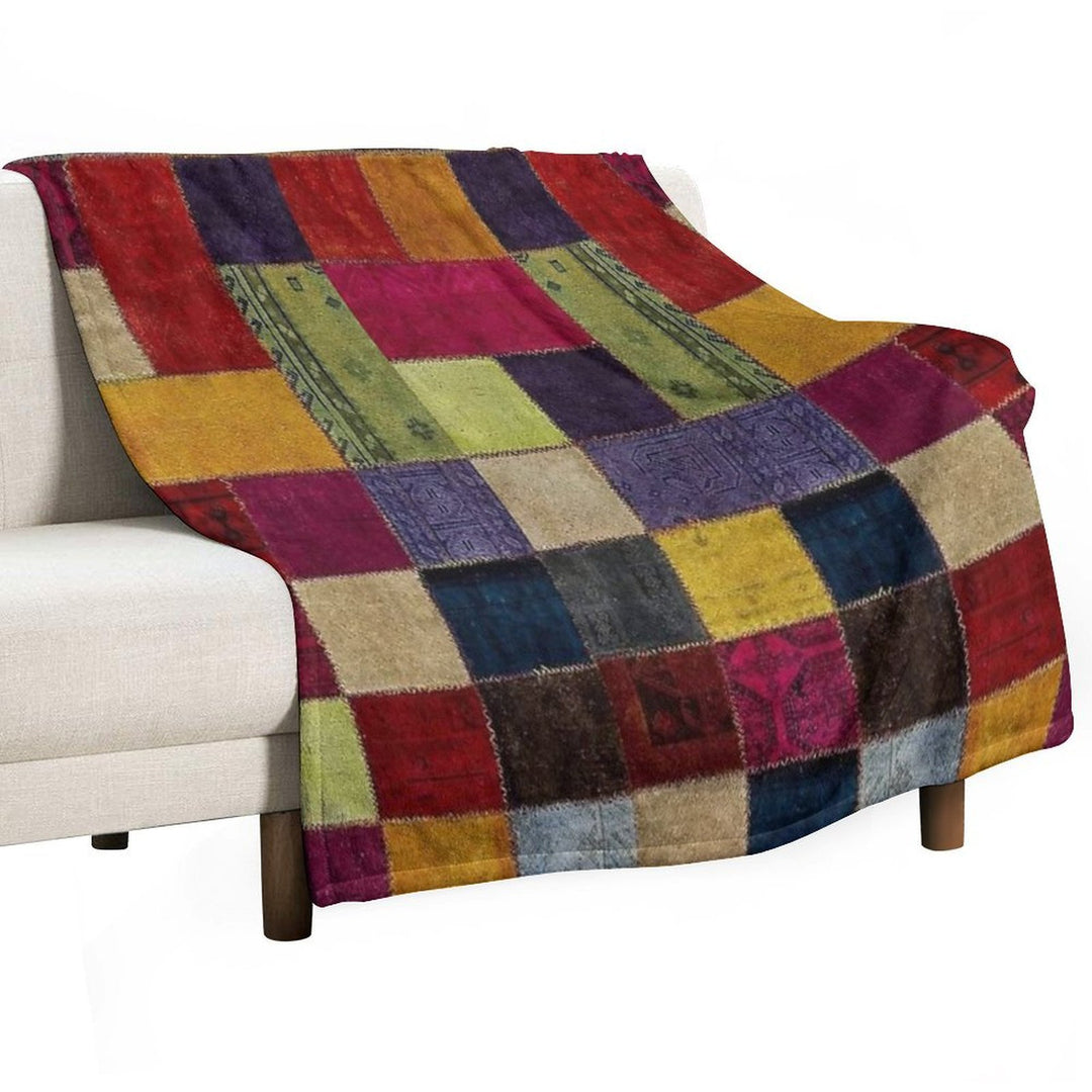 Tradional Oriental Rug Collage Travel-friendly Throw Blanket