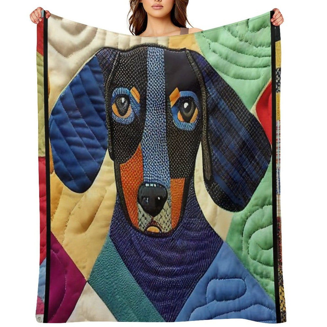 Dachsund Patchwork Quilt Quick-dry Throw Blanket