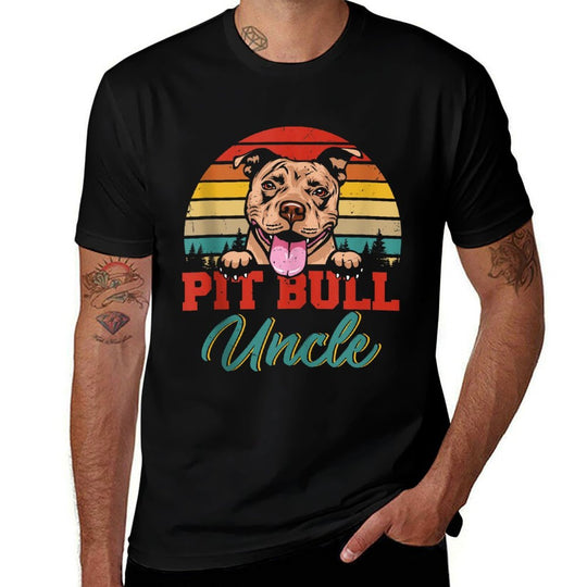 Vintage Retro Pit Bull Uncle Cool Fathers Day Dog Lover  Odor-resistant T-Shirt