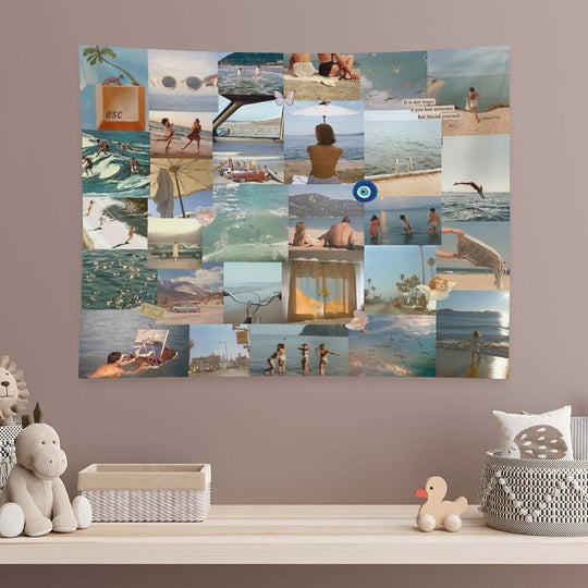 August Slipped Away Collage Tapestry