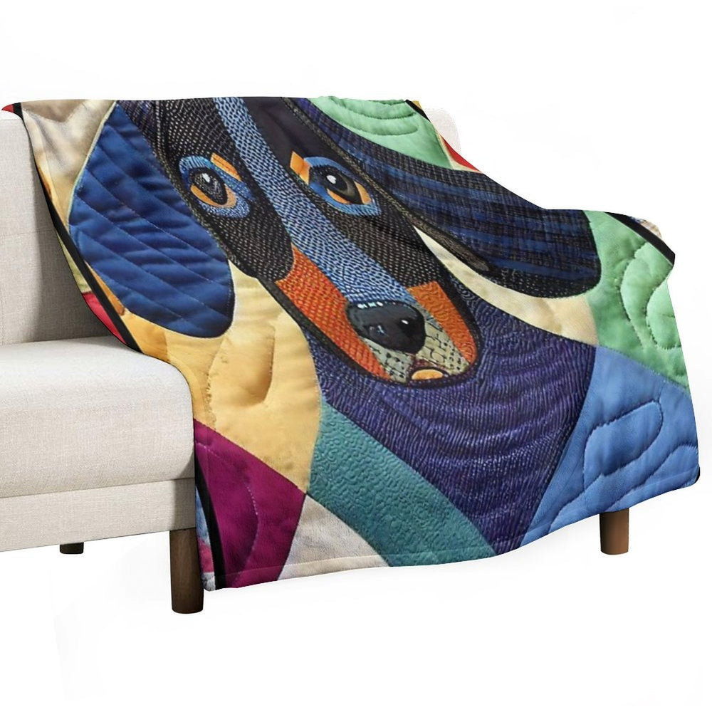 Dachsund Patchwork Quilt Quick-dry Throw Blanket