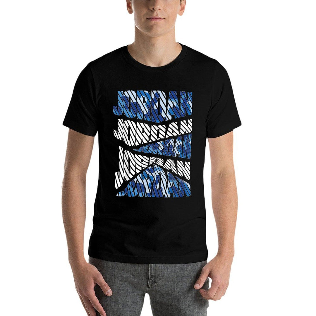 Diagonal Jordan Camo Pattern Blue Camouflage  Lightweight T-Shirt