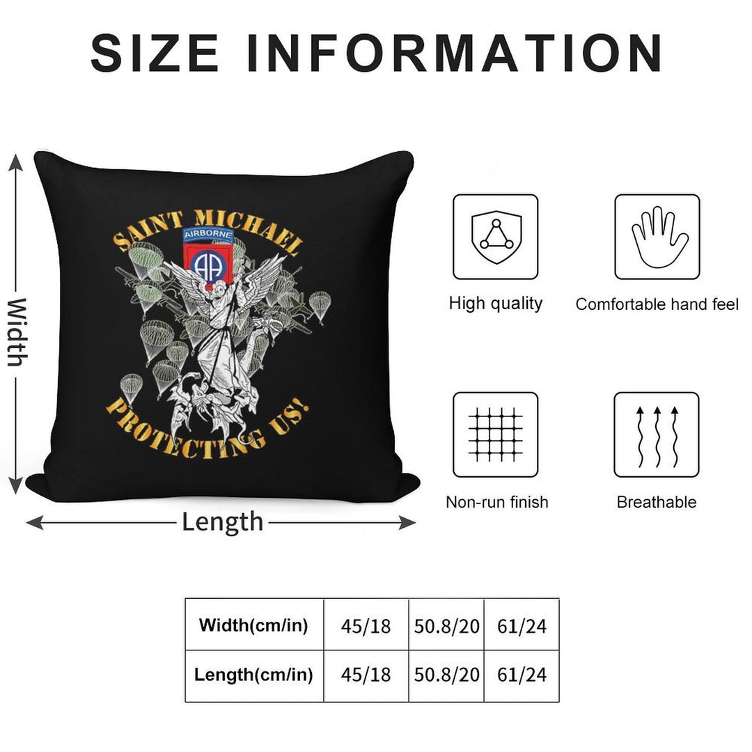 Army - 82nd Airborne Div - Saint Michael - Protecting Us - Mass Soft Multiple Sizes Throw Pillow