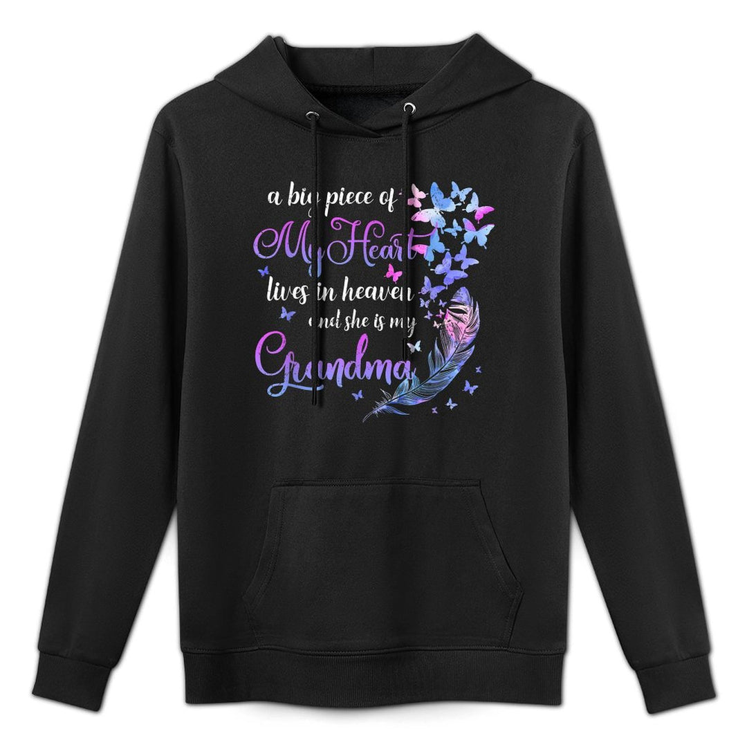 My Grandma Lives In Heaven Memorial Quotes Grandchild Adjustable Hood Hoodie