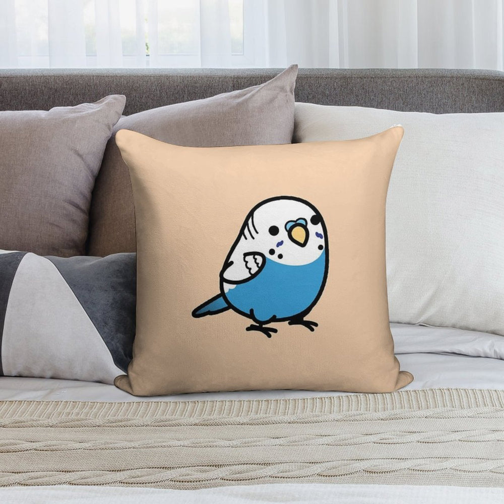 Chubby Blue Budgie - Male Soft Shrink-Resistant Throw Pillow