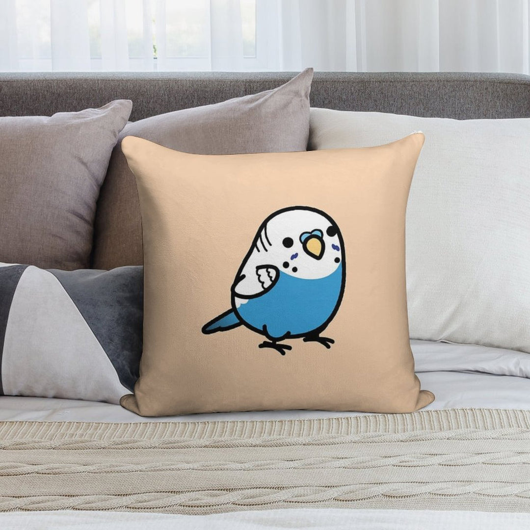 Chubby Blue Budgie - Male Soft Shrink-Resistant Throw Pillow