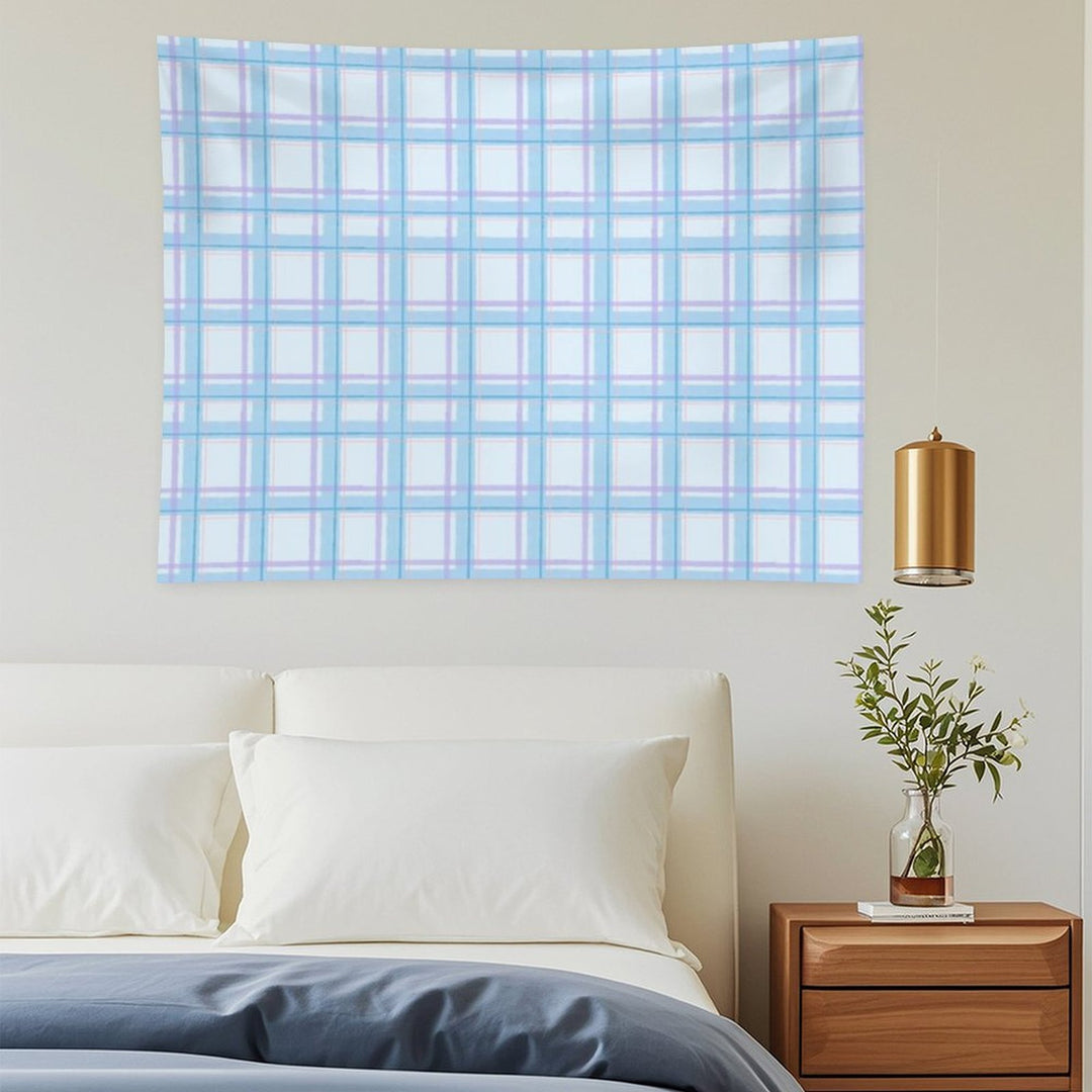 Light Blue And Purple Plaid Pattern Tapestry