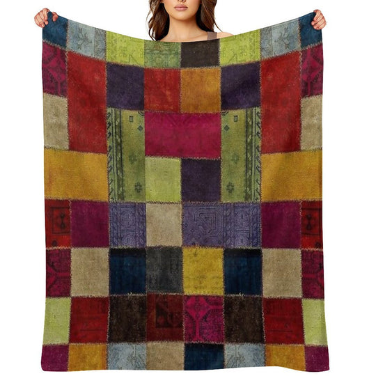 Tradional Oriental Rug Collage Travel-friendly Throw Blanket