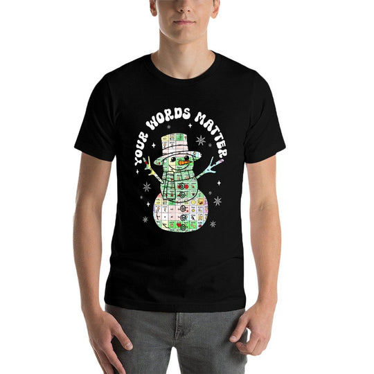 Your Words Matter Christmas Speech Therapy Snowman Slp  Oversized Silhouette T-Shirt
