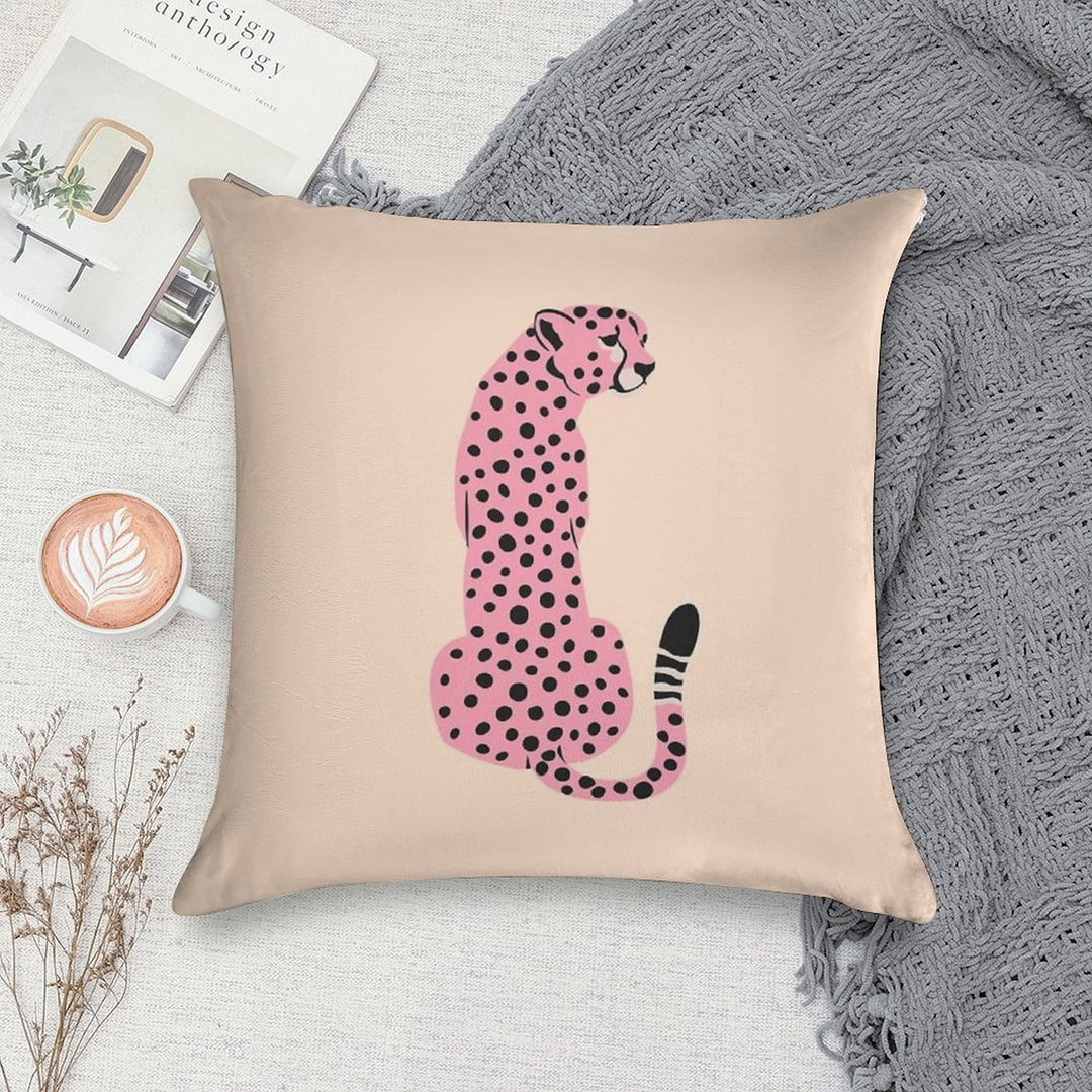 Peach Leopard  African Cheetah  Tropical Pop Art Soft Hidden Zipper Throw Pillow