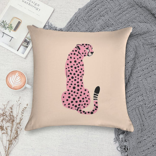 Peach Leopard  African Cheetah  Tropical Pop Art Soft Hidden Zipper Throw Pillow