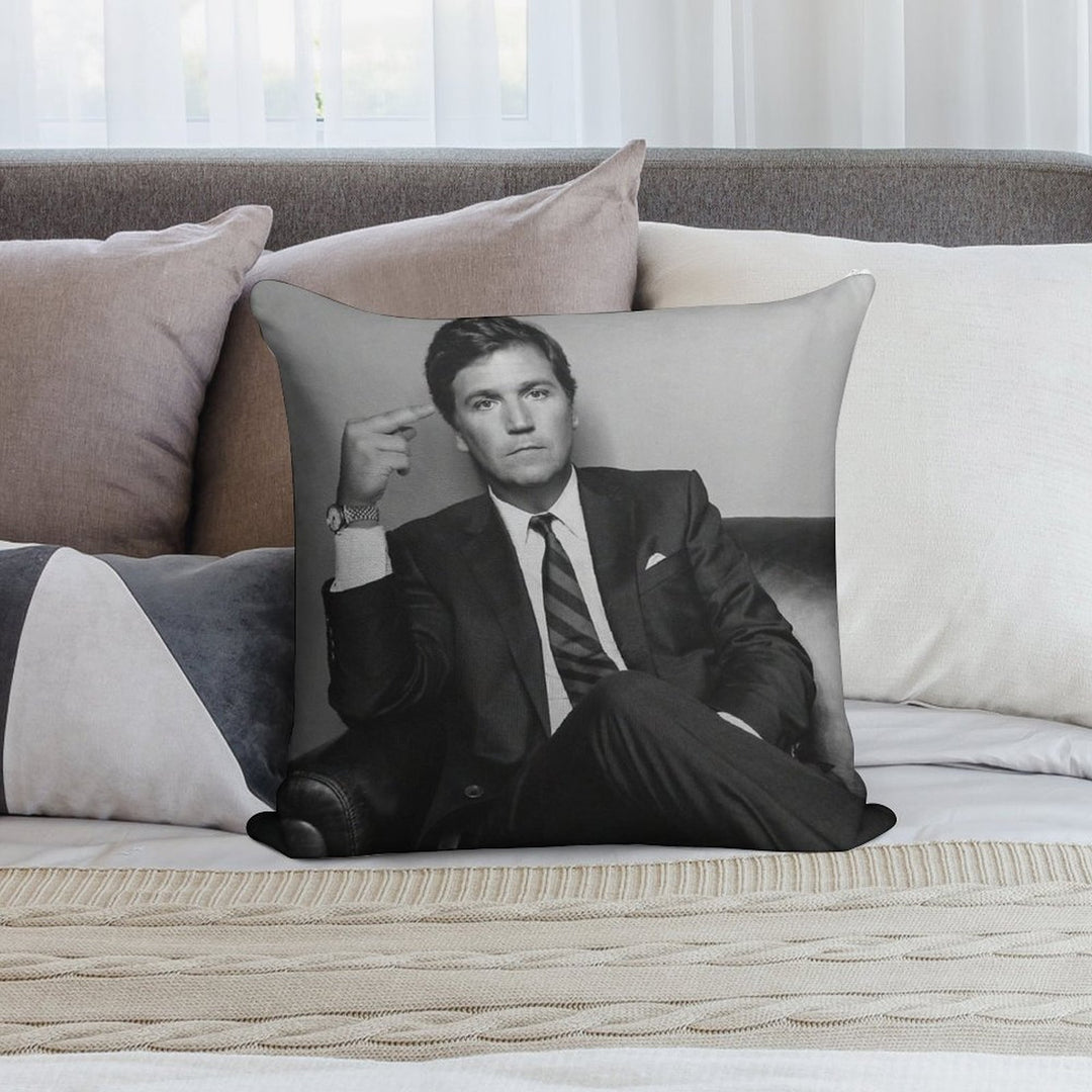Tucker Carlson Middle Finger Soft Decorative Cover Throw Pillow