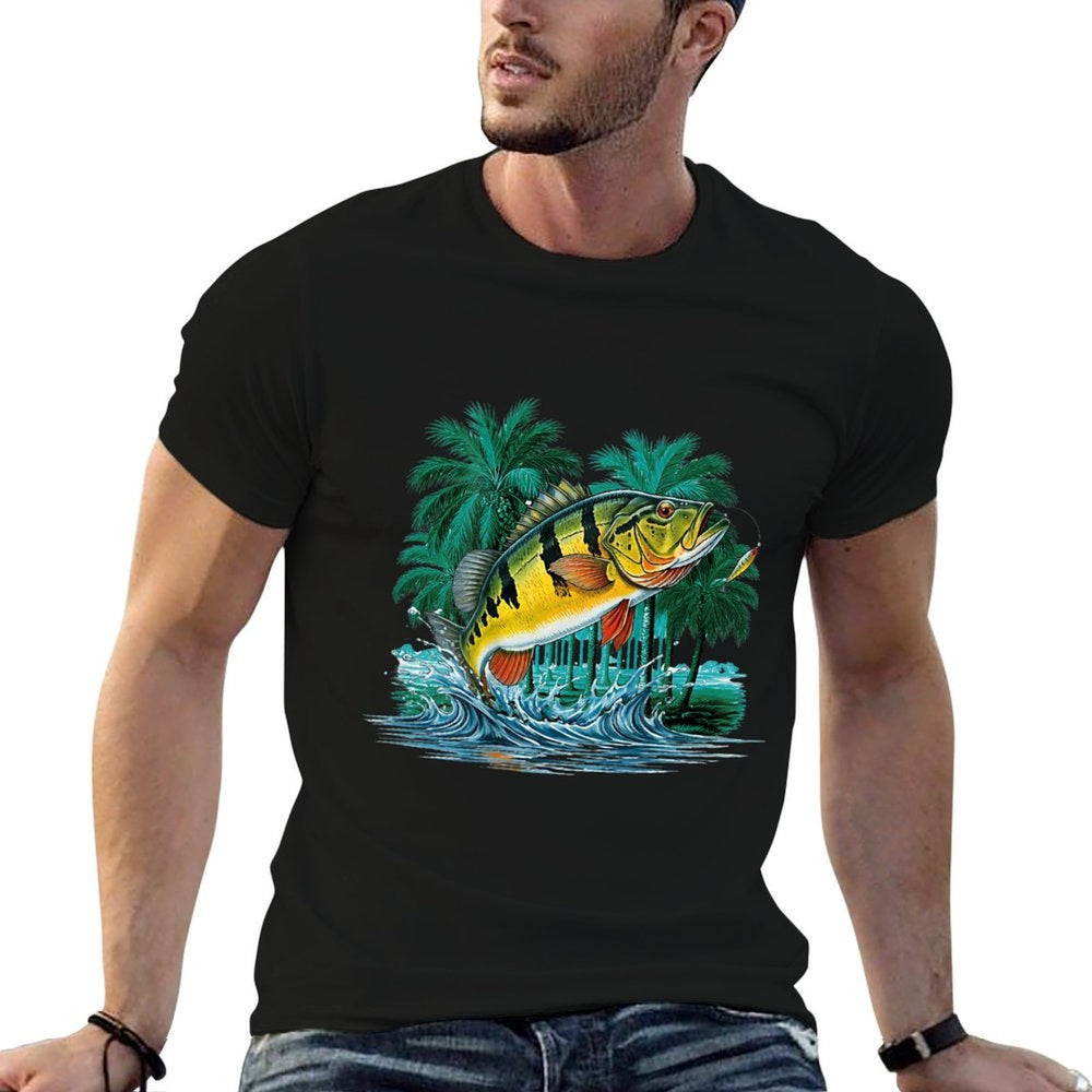 Peacock Bass Exotic Brazil Jungle Fishing Outdoors  Wrinkle-resistant T-Shirt