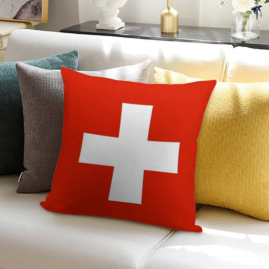 Flag of Switzerland Soft Short Plush Fabric Throw Pillow