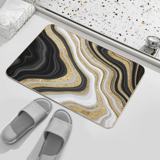 Black And Gold Details  Pet-Safe Bath Mat