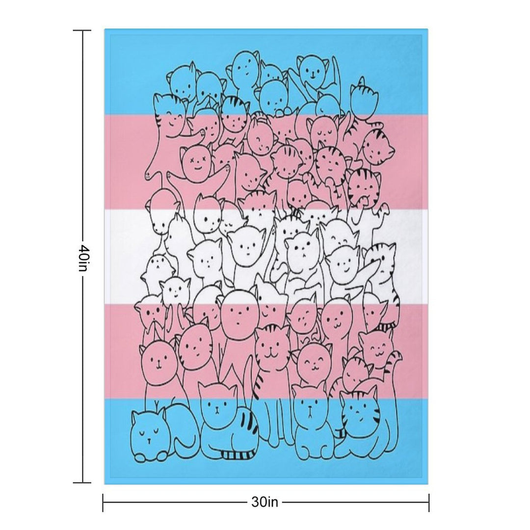 Trans Transgender Cat Pride Flag Travel-friendly Throw Blanket