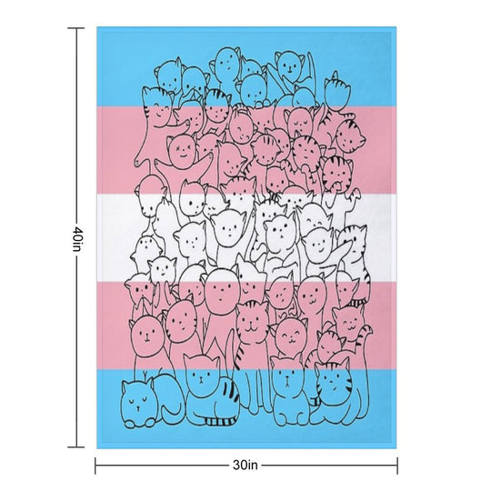 Trans Transgender Cat Pride Flag Travel-friendly Throw Blanket