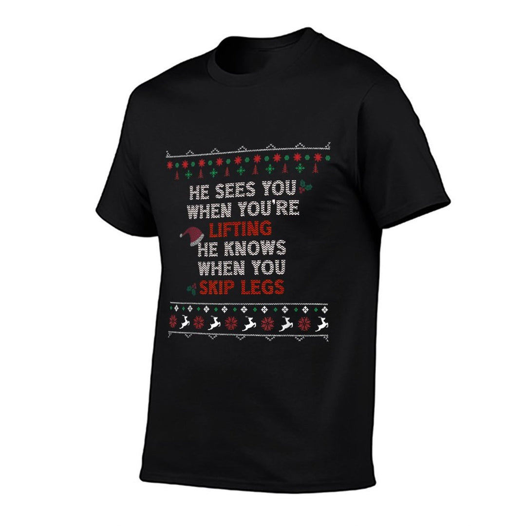 Ugly Funny Christmas Sweater Style Lifting Fitness Slogan  Vintage-inspired T-Shirt