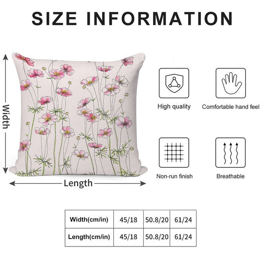 Pink Cosmos Flowers Soft Multiple Sizes Throw Pillow