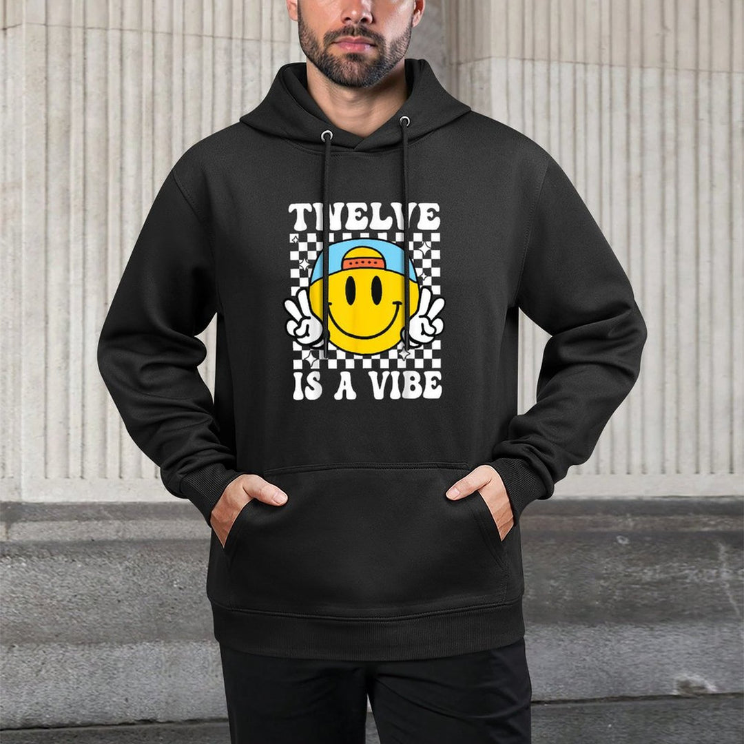Twelve Is A Vibe 12th Birthday Groovy Boys 12 Years Old Layering Staple Hoodie