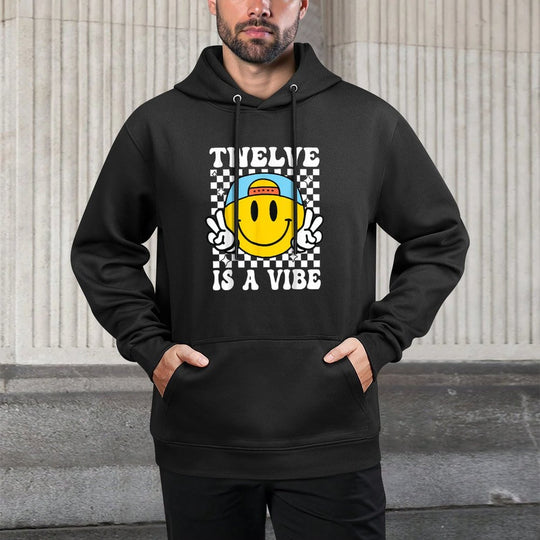 Twelve Is A Vibe 12th Birthday Groovy Boys 12 Years Old Layering Staple Hoodie