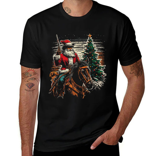 Santa Claus Cowboy - Vintage Christmas Tree Cowboy Lover  Moisture-wicking T-Shirt