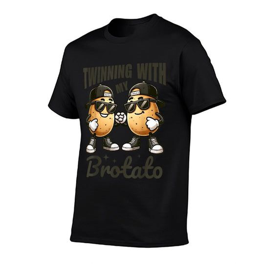 Twinning With My Bro Potato Funny Twin Brothers Best Friend  Tagless Design T-Shirt