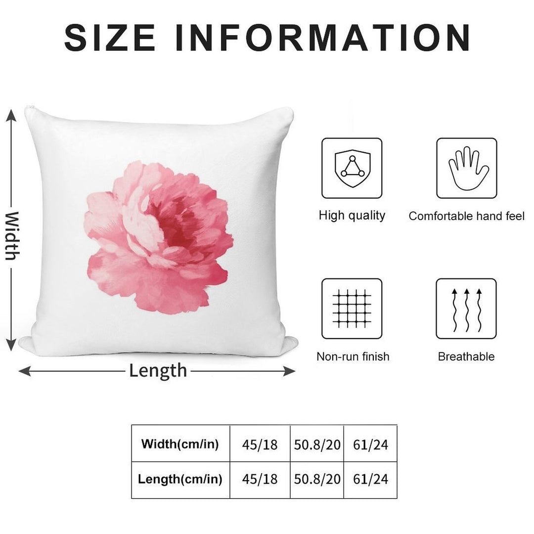 Flower Pink Peony Soft Gift Ready Throw Pillow