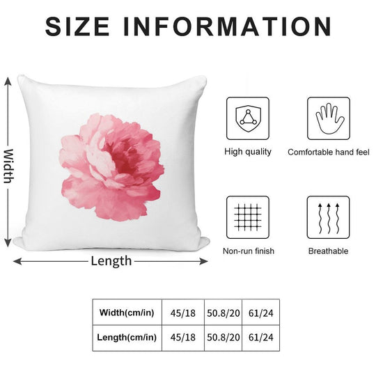 Flower Pink Peony Soft Gift Ready Throw Pillow