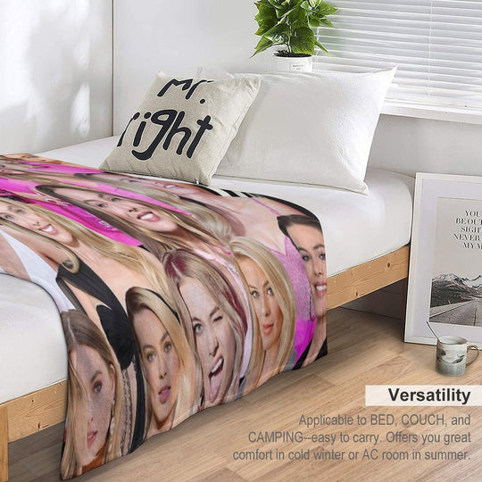 HIGH QUALITY Margot Robbie Photo Collage Durable Throw Blanket