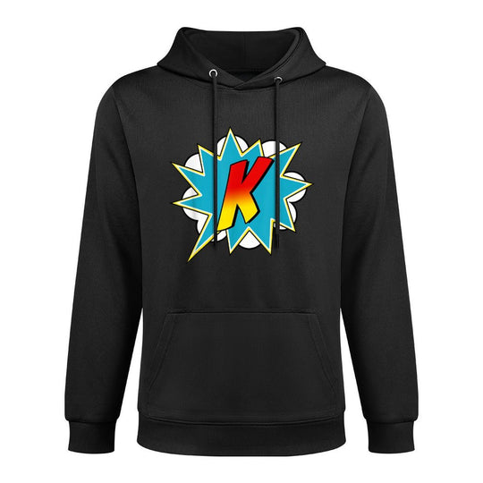 Letter K Superhero Name Comic Letter Retro Costume Versatile Streetwear Hoodie