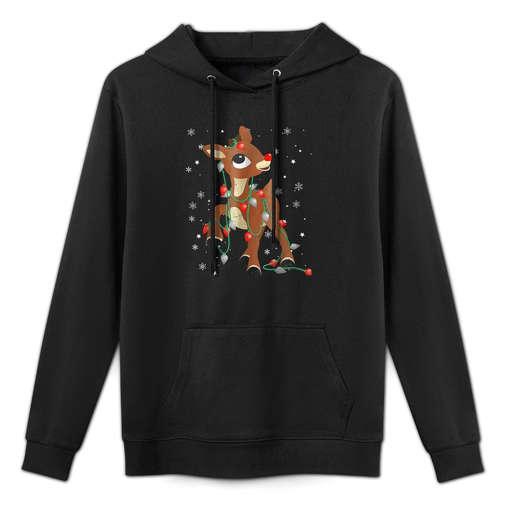 Cute Rudolph The Red Nose Reindeer for Kids Christmas Moisture-Wicking Hoodie
