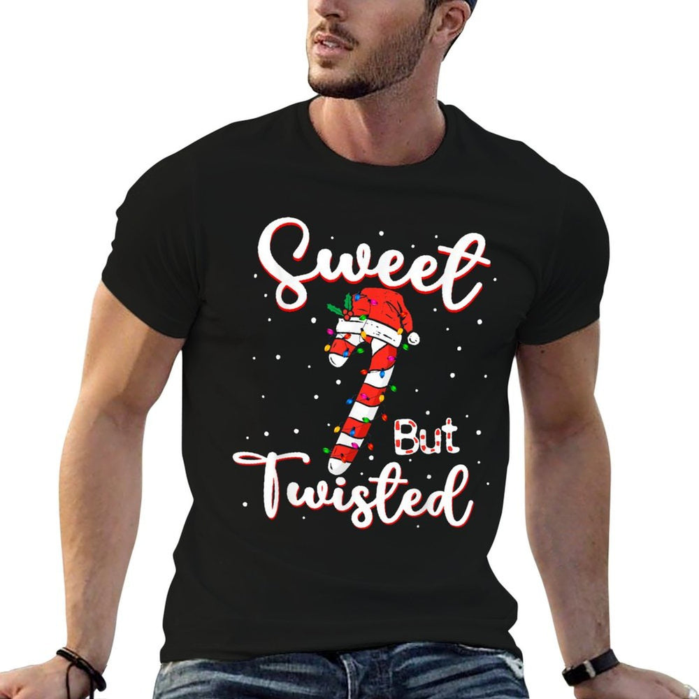 Sweet But Twisted Funny Christmas Candy Cane Xmas Holiday  Fade-proof Color T-Shirt