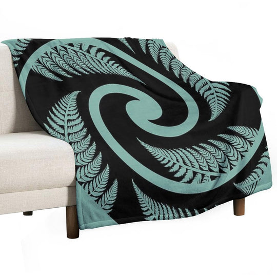 New Zealand Silver Fern in A KORU Gift-ready Throw Blanket